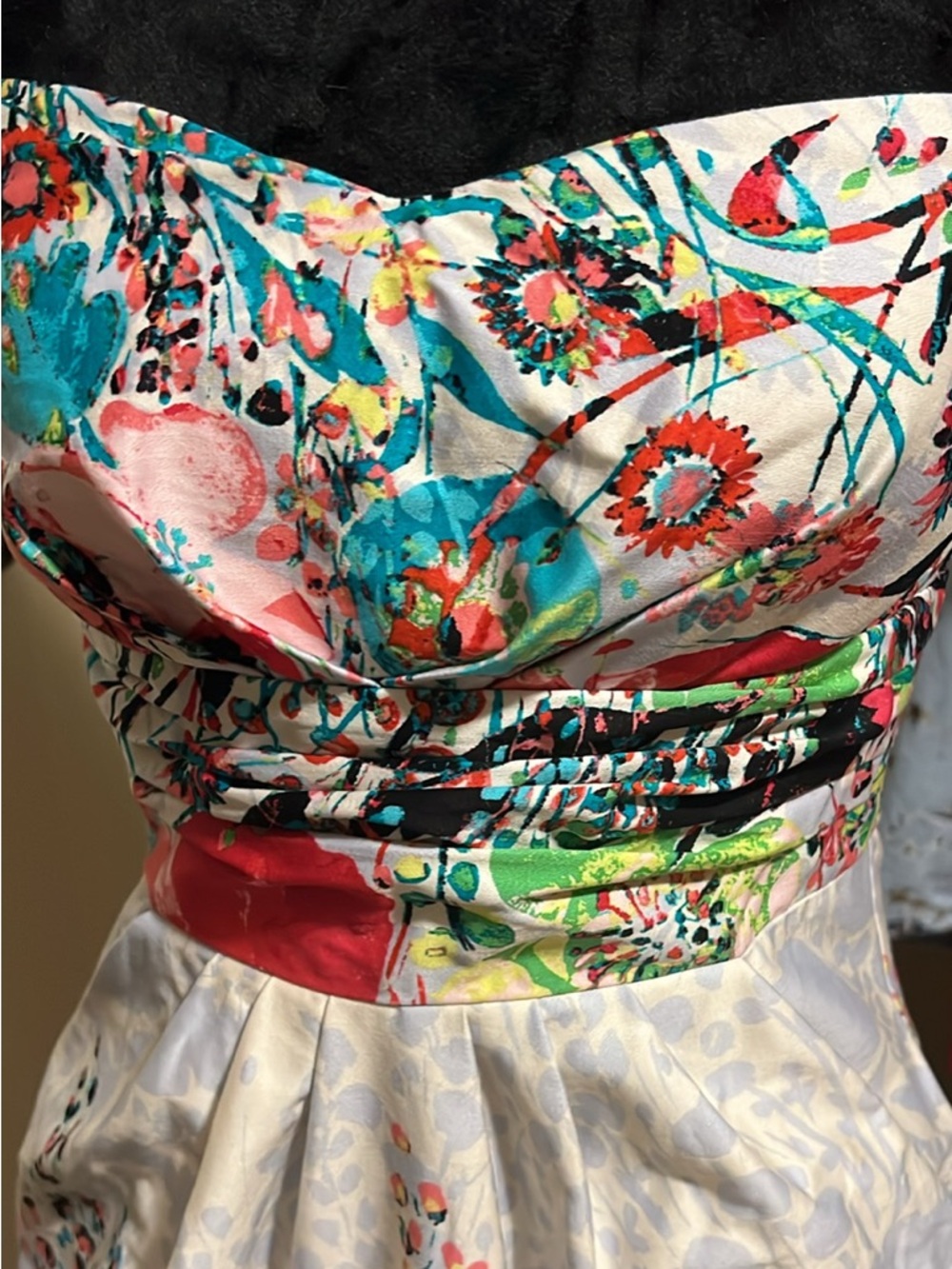 Ricki's White Dress with Red and Green Floral Accents
